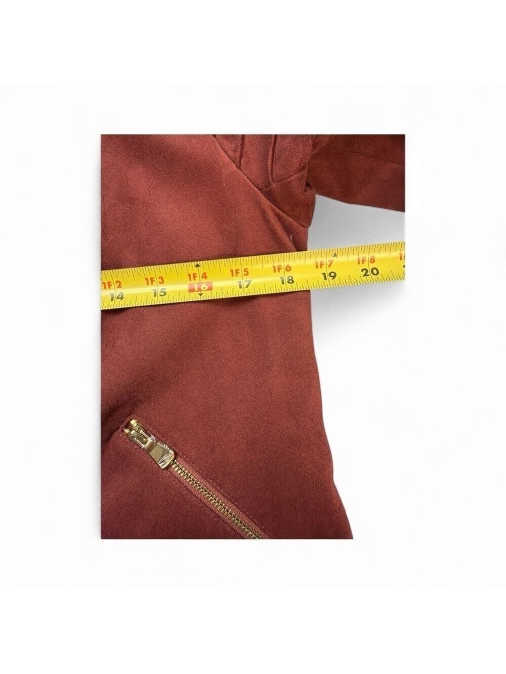 Rafaella Women's Petite Orange Faux Suede Lined Moto Jacket Size S Petite - Picture 10 of 13